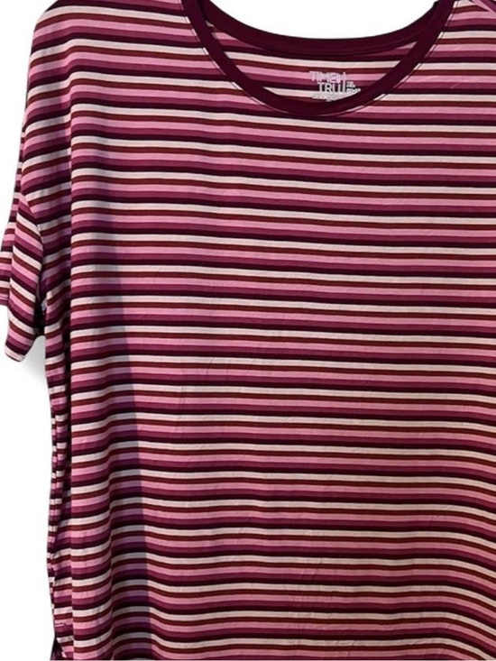Time and Tru Tops - Striped Pink & Wine Short Sleeve Tee